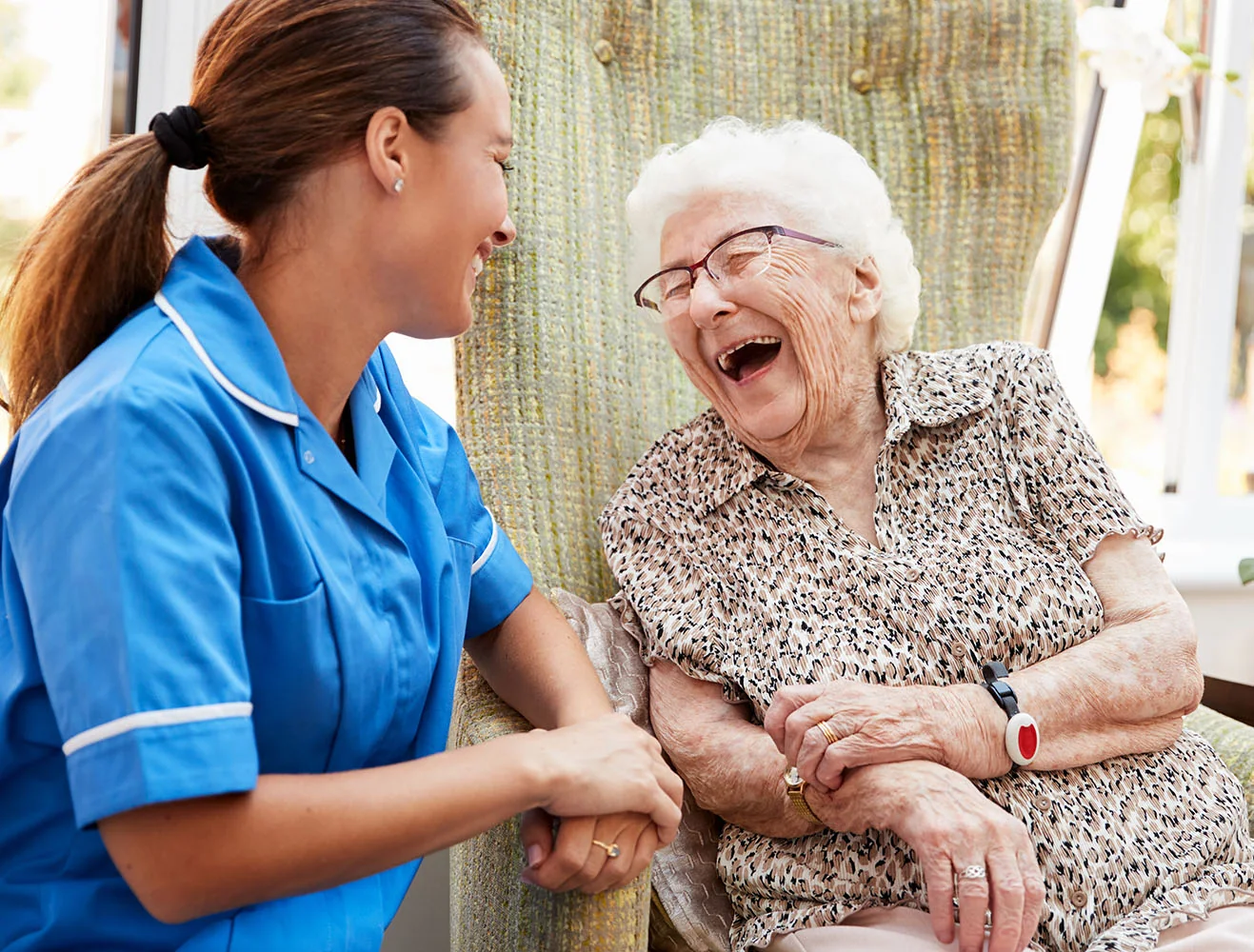 Older people sharing a positive everyday care moment